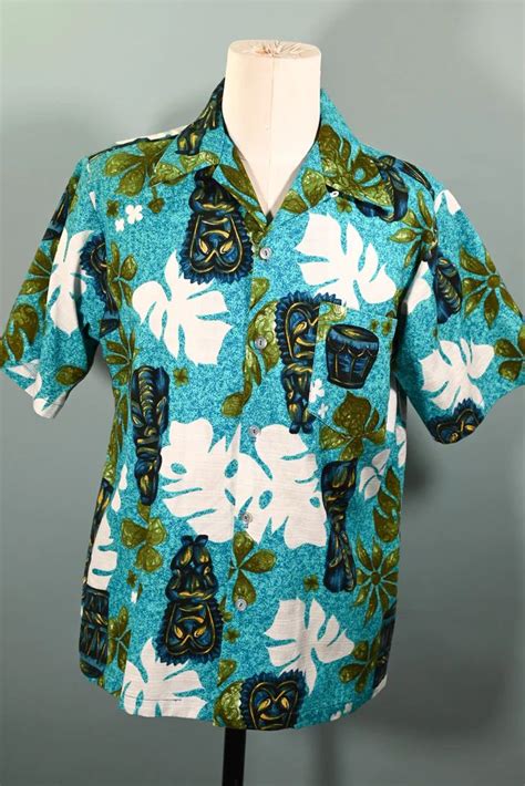 Hukilau Fashion Vintage 60s Hawaiian Shirt, Barkcloth Loop Collar Aloh– Papillon Vintage Shop ...