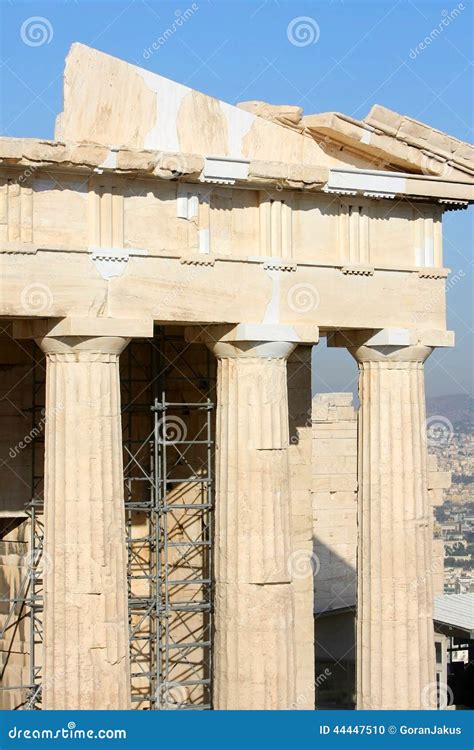 Reconstruction Work on Temple of Athena Nike Stock Photo - Image of ...