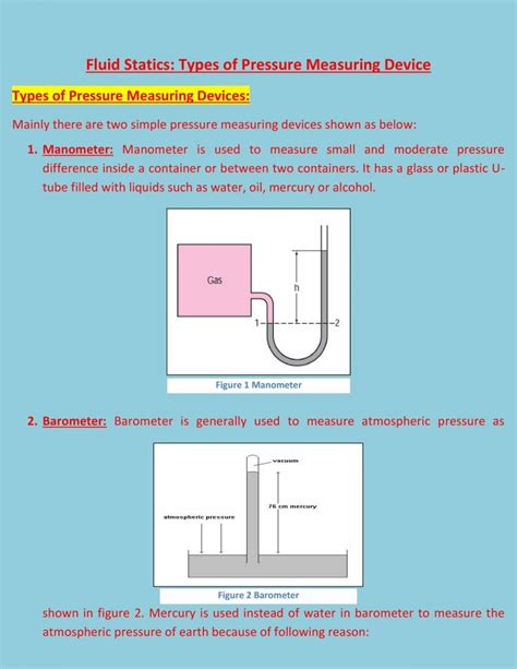 Fluid Mechanics Manometer Notes - Notes - LearnPick India