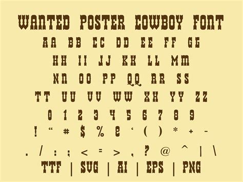 Wanted Poster Font Cowboy Western Font Ttf Svg Eps - Etsy Singapore