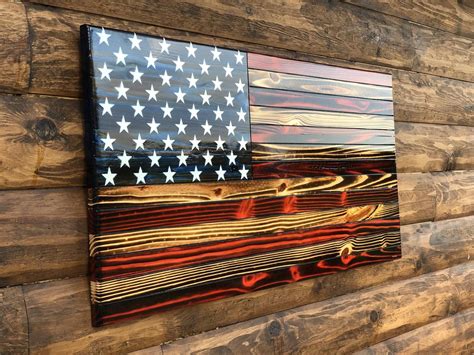 Rustic American Flag Wall Decor Rustic Wooden Color Charred | Etsy | Rustic american flag ...
