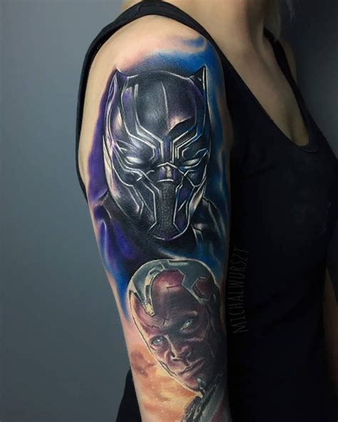 full sleeve black panther tattoo marvel - citydrawing2pointperspective