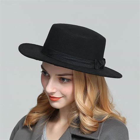 Wholesale custom vintage artificial wool women hats stylish fedora, black fedora hats women ...