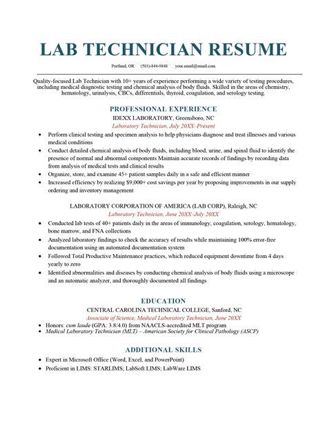 5 Lab Technician Resume Examples & Writing Guide for 2024