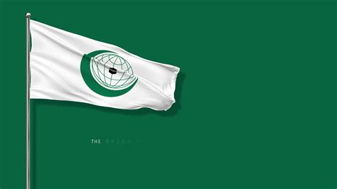 OIC Flag, The Organisation of Islamic Cooperation Flag Waving in The Wind 3D Rendering, Chroma ...