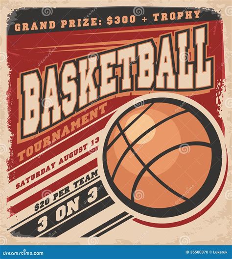 Retro Basketball Poster Design Vector Illustration | CartoonDealer.com #36500370