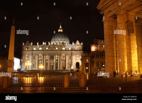 details of night Basilica di San Pietro, Vatican City, Rome, Italy ...