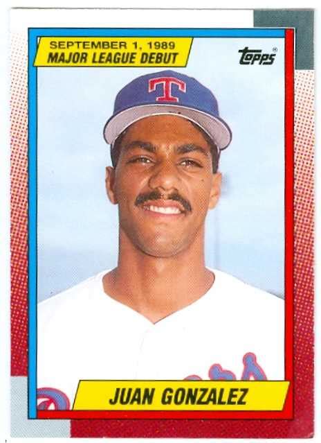 Juan Gonzalez baseball card 1989 Topps Debut #43 (Texas Rangers) Rookie ...