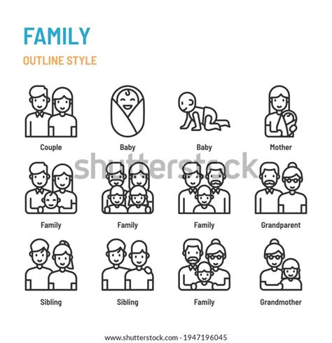 Family Outline Icon Symbol Set Stock Vector (Royalty Free) 1947196045 | Shutterstock