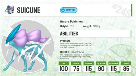 #245 Suicune - Pokecharms PokéDex