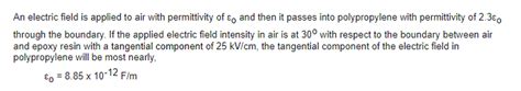 Solved An electric field is applied to air with permittivity | Chegg.com