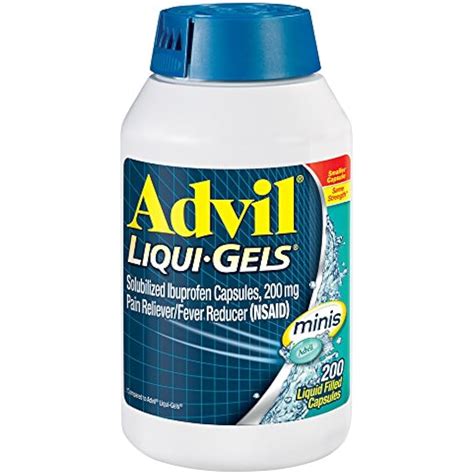 Advil Liqui Gel Minis Pain Reliever for Fever Reducer Liquid Filled 200 Capsules 305731769135 | eBay