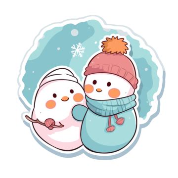 Snowman Couple Decal Sticker Clipart Vector, Sticker Design With Cartoon Snowman Couple Isolated ...