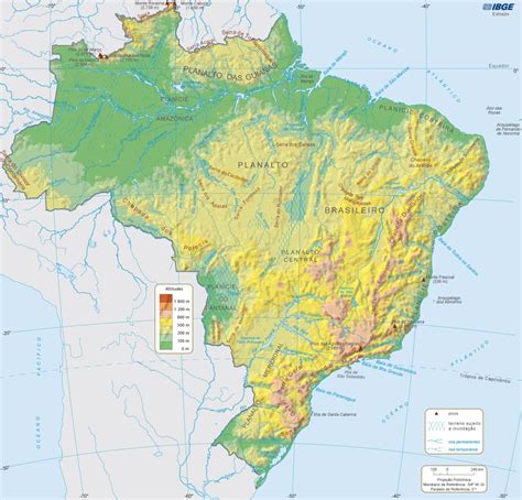 Geographical map of Brazil: topography and physical features of Brazil