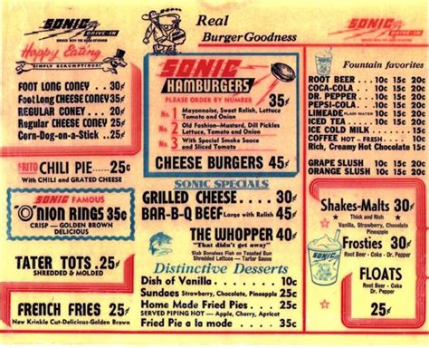 Sonic's first menu (1959) | A Blast From the Past | Pinterest | Menu, Vintage menu and Diner menu