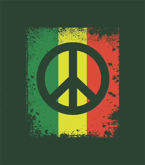 Vintage Peace Sign Reggae Rasta Flag Colors Jamaican Print Digital Art by Safetg Tanvi - Pixels