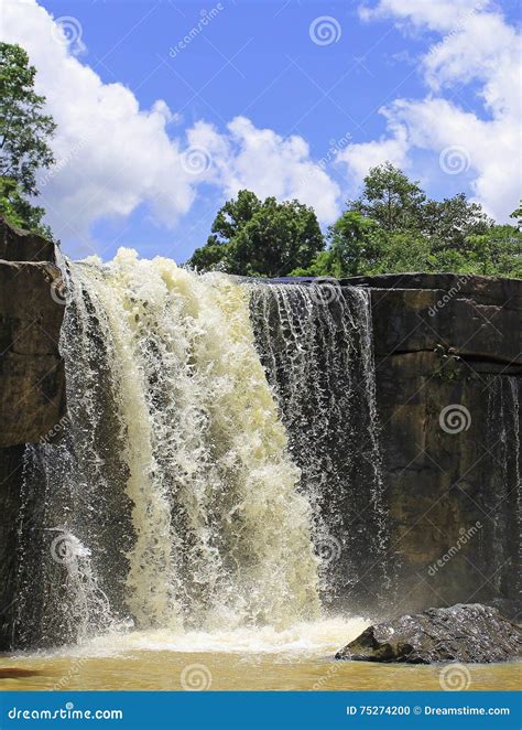 Waterfall in forest stock photo. Image of nature, scenery - 75274200