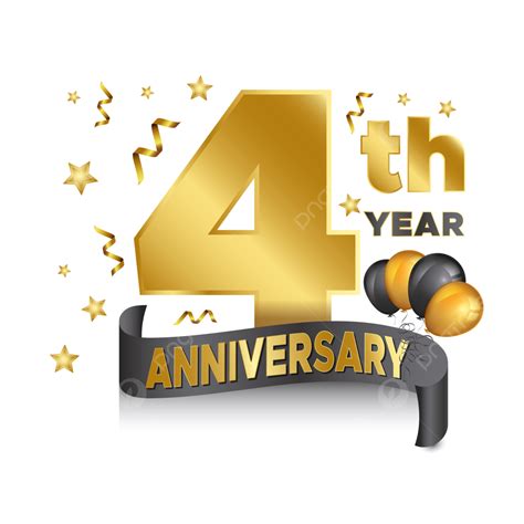 4th Anniversary Vector Design Images, Creative 4th Anniversary Golden ...