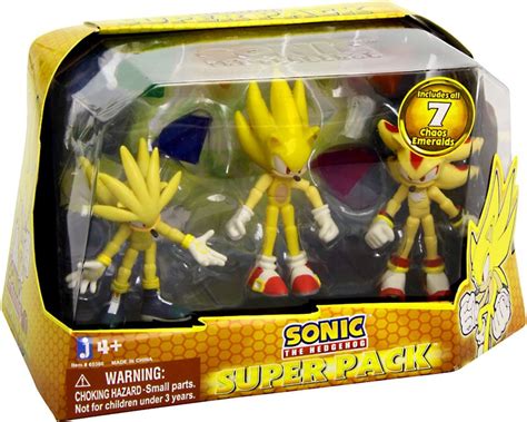 Sonic The Hedgehog Super Pack 3.5 Action Figure 3-Pack Includes 7 Chaos ...