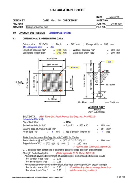 Anchor Bolt Design | Strength Of Materials | Screw