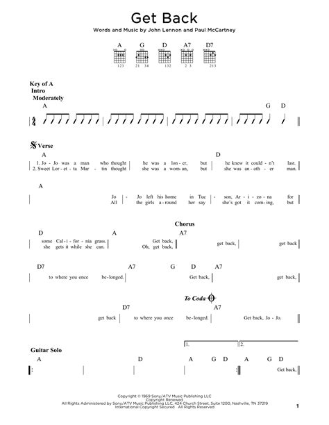 Get Back by The Beatles - Guitar Rhythm Tab - Guitar Instructor