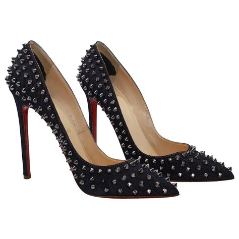 Christian Louboutin Pigalle Spikes Studded High Heels in Blue Denim ref.420785 - Joli Closet