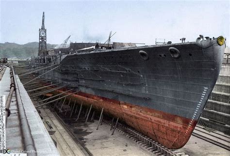 dhmvintageviews: “Unusual colourised view of Japanese Nagato class battleship undergoing major ...