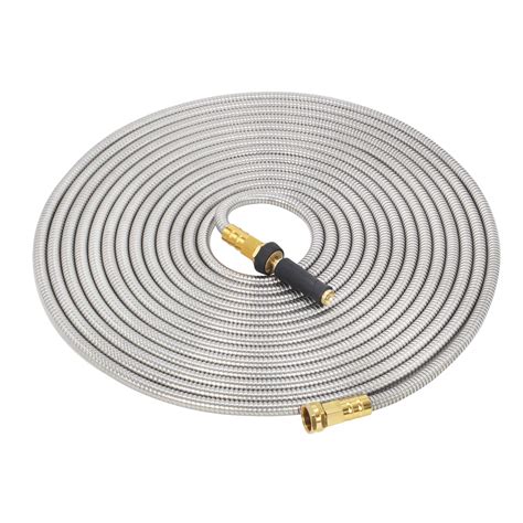 GRUNEN WOLKEN 50 FT 304 Stainless Steel Metal Garden Hose Solid Brass ...