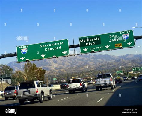 Interstate 680 highway and traffic from car drivers viewpoint Dublin Stock Photo: 79937077 - Alamy