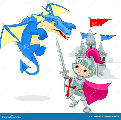 Knight fighting a dragon stock vector. Illustration of fairy - 29054028