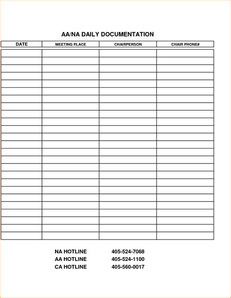 Printable Aa Meeting Attendance Sheet - Printable Word Searches