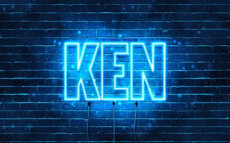 Happy Birtay Ken, , blue neon lights, Ken name, creative, Ken Happy Birtay, Ken Birtay, popular ...