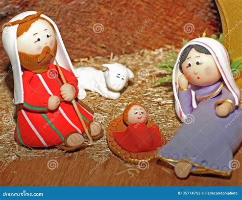 Jesus, Joseph and Mary in a Manger Stock Photo - Image of presepe, december: 35774752