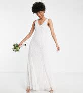 Beauut Tall Bridal embellished maxi dress with train in white - ShopStyle