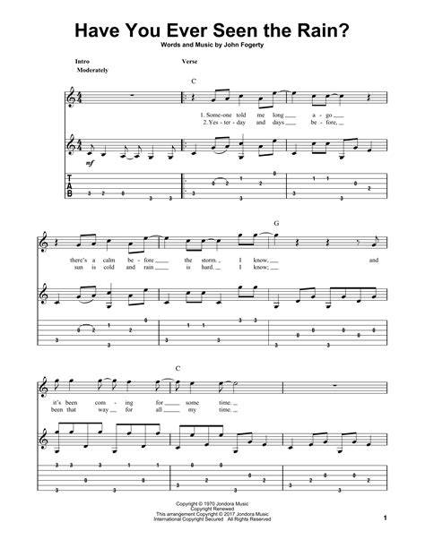 Have You Ever Seen The Rain? by Creedence Clearwater Revival Sheet Music for Solo Guitar at ...