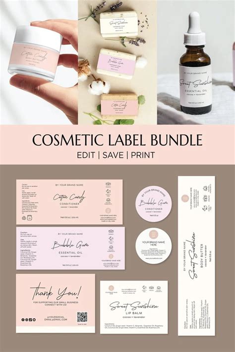 Cosmetic Branding Bundle Printable Cosmetic Label Template Body Butter Label Template Beauty ...