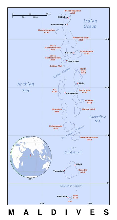 Detailed political map of Maldives with cities | Maldives | Asia ...