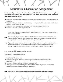 Naturalistic Observation Activity by Simply Secondary Social Studies