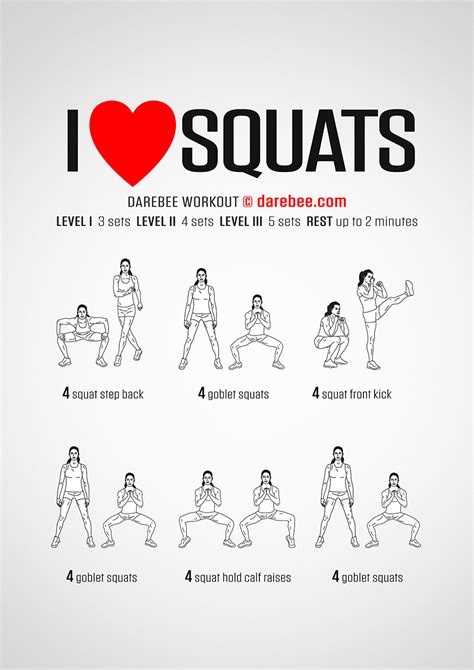 I Love Squats Workout | Squat workout, Workout, Workout plan