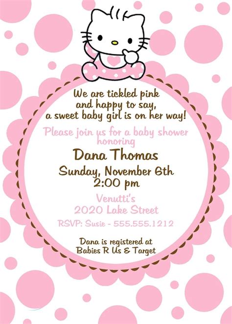 Hello Kitty Baby Shower Invitation, Pink | Hello kitty baby shower, Hello kitty invitations ...