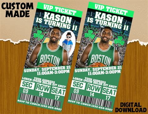 Boston Celtics ticket Invitation Printable Invitation | Etsy