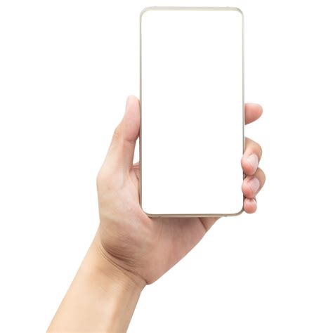 Hand holding phone mockup cutout, Png file 8534740 PNG