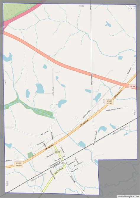 Map of Cuba town, Alabama