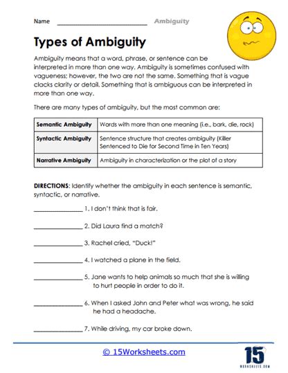 Ambiguity Worksheets - 15 Worksheets.com