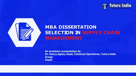 MBA dissertation selection in Supply Chain Management (1)