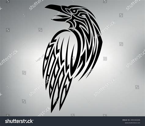 Sketch Tribal Raven Tattoo Vector Drawing Stock Vector (Royalty Free ...