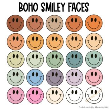 BOHO Smiley Face Clipart by Illuminate with Iris | TPT