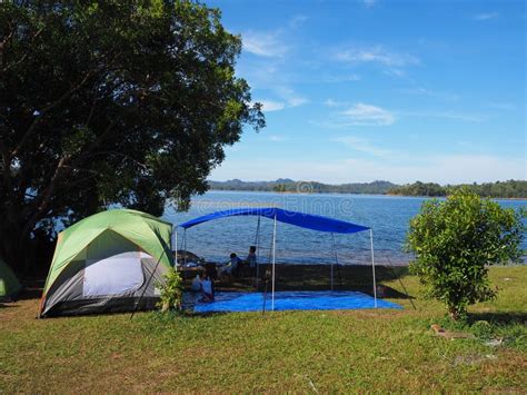 Tent Camping Along the River. Stock Image - Image of lake, tent: 107773937