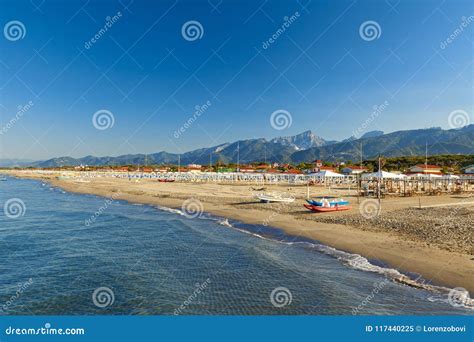 Forte Dei Marmi Beach View on Sunrise Stock Image - Image of summer, alps: 117440225