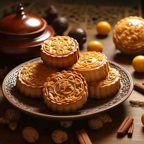 Premium AI Image | Mooncakes Mid autumn festival